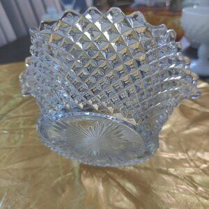 Westmoreland pressed glass bowl with a handkerchief style and hobnail bowl.